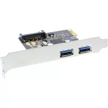 InLine tarjeta controladora host USB 3.0 de 2 puertos con conector de alimentación auxiliar SATA PCIe