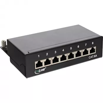 InLine panel de parcheo Cat.6A montaje de mesa/pared 8 puertos negro RAL9005