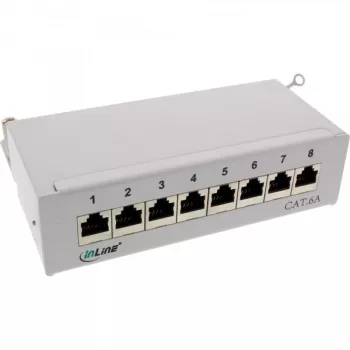 InLine panel de parcheo Cat.6A montaje de mesa/pared 8 puertos gris claro RAL7035