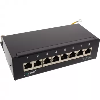 InLine panel de parcheo Cat.6A montaje de mesa/pared 8 puertos negro RAL9005