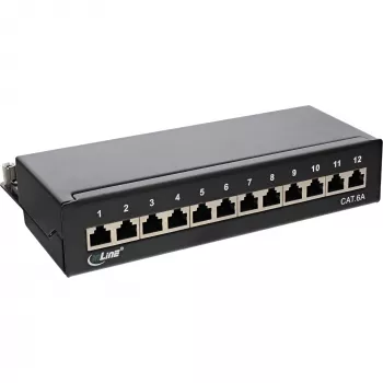 InLine panel de parcheo Cat.6A montaje de mesa/pared 12 puertos negro