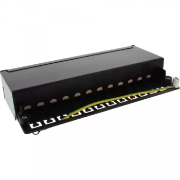 InLine panel de parcheo Cat.6A montaje de mesa/pared 12 puertos negro RAL9005