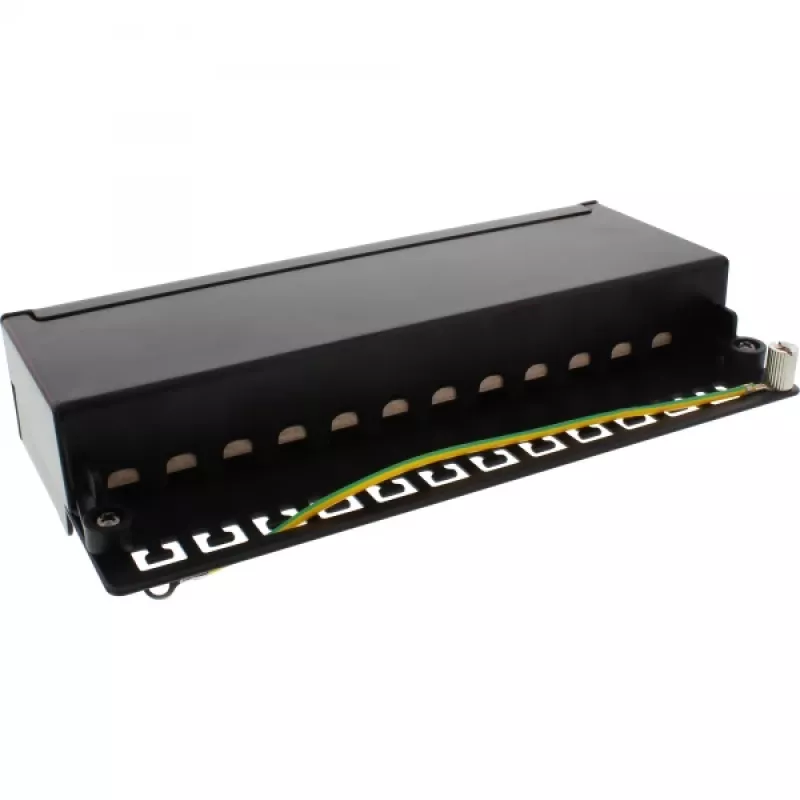 InLine panel de parcheo Cat.6A montaje de mesa/pared 12 puertos negro RAL9005