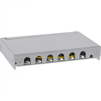 InLine patch panel Cat.6A 0,5HE 6 puertos, sobremesa/pared/raíl, gris con protección antipolvo