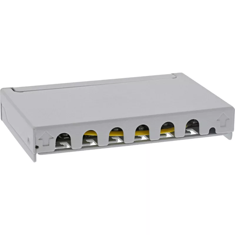InLine patch panel Cat.6A 0,5HE 6 puertos, sobremesa/pared/raíl, gris con protección antipolvo