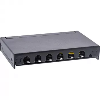 InLine panel de parcheo Cat.6A 0,5U 6 puertos, mesa/pared/raíl, negro con protección antipolvo