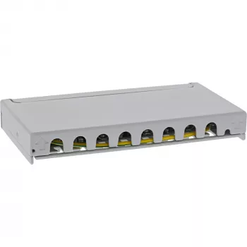 InLine patch panel Cat.6A 0,5HE 8 puertos, sobremesa/pared/raíl, gris, protección antipolvo
