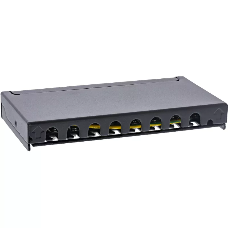 InLine panel de parcheo Cat.6A 0,5U 8 puertos, mesa/pared/raíl, negro, protección antipolvo