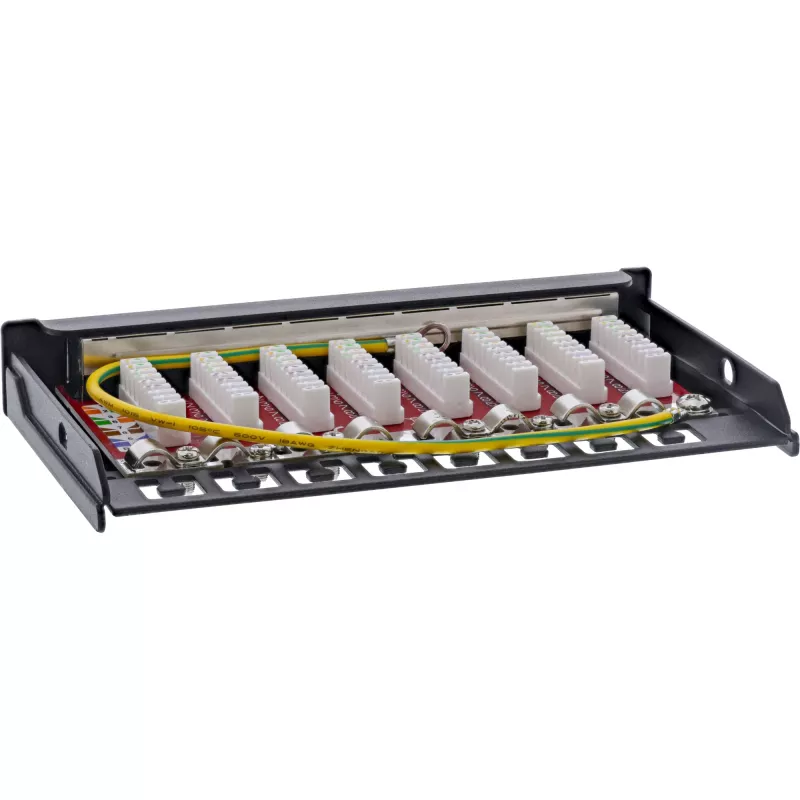 InLine panel de parcheo Cat.6A 0,5U 8 puertos, mesa/pared/raíl, negro, protección antipolvo