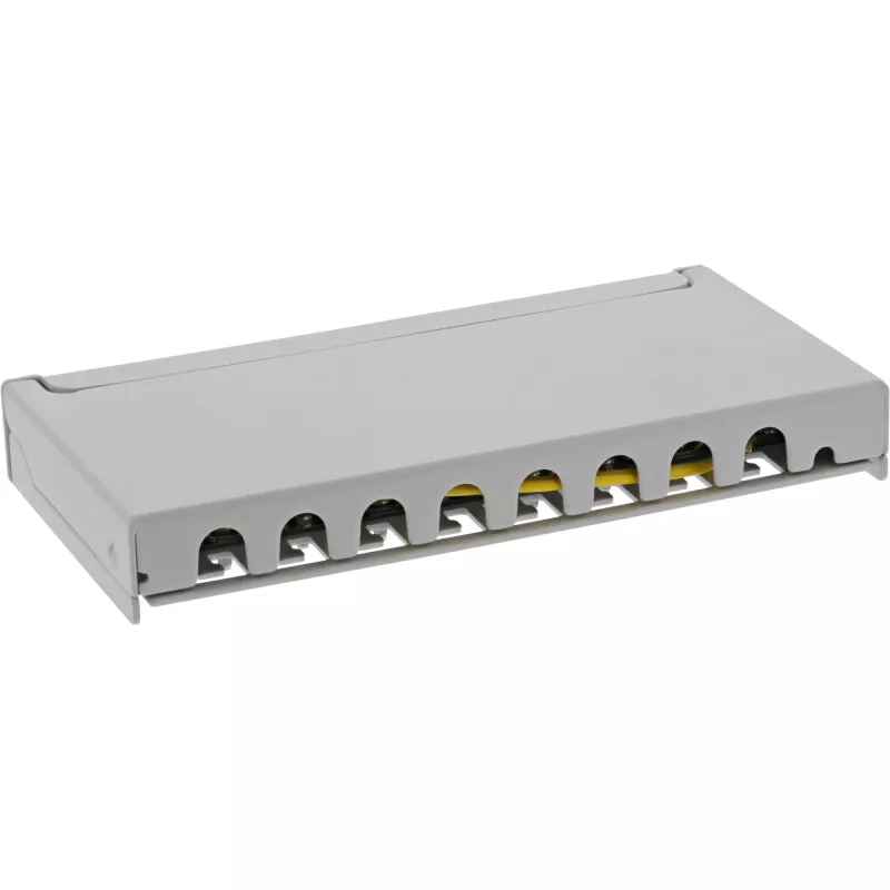 InLine patch panel Cat.6A 0,5HE 8 puertos, montaje sobremesa/pared gris claro RAL7035