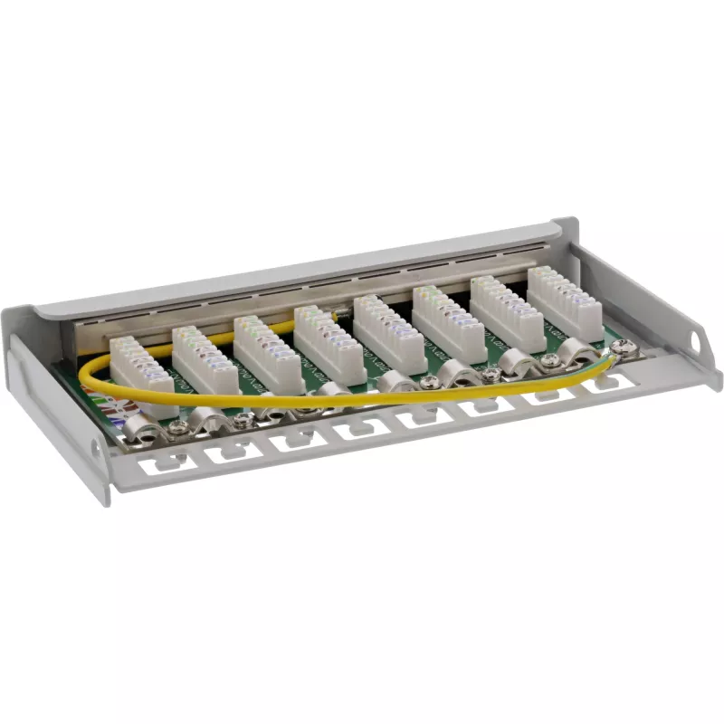 InLine patch panel Cat.6A 0,5HE 8 puertos, montaje sobremesa/pared gris claro RAL7035