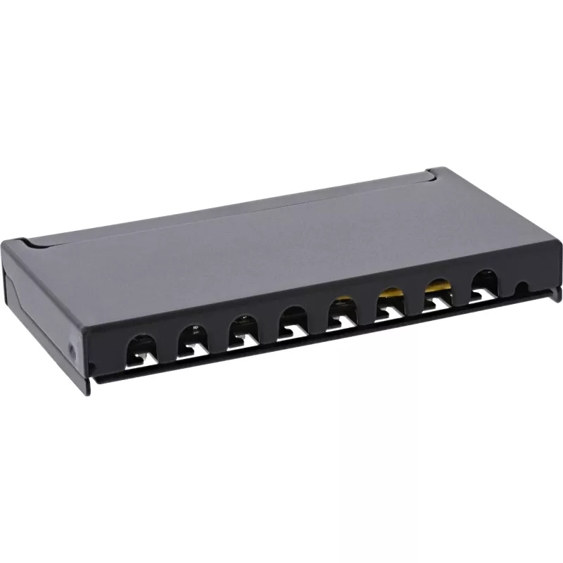 InLine patch panel Cat.6A 0,5HE 8 puertos, montaje sobremesa/pared negro RAL9005