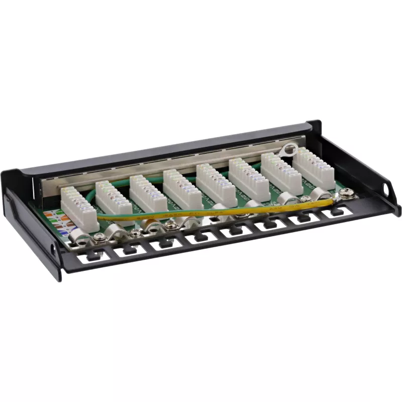 InLine patch panel Cat.6A 0,5HE 8 puertos, montaje sobremesa/pared negro RAL9005