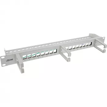 Panel de parcheo InLine 76822A 1U gris capacidad de rack 1U