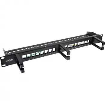 InLine patch panel 16 puertos, panel vacío Keystone con 3 soportes, 19