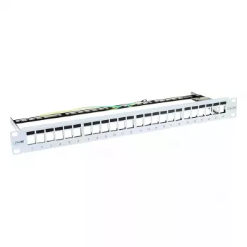 Panel de parcheo vacío InLine 76824A 19 pulgadas Cat.6A 24 puertos 1U gris claro