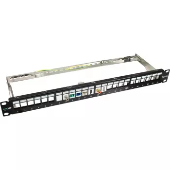 Panel de parcheo vacío InLine 76824B 19 pulgadas Cat.6A 24 puertos 1U negro