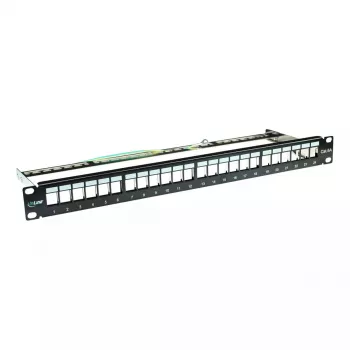 Panel de parcheo vacío InLine 76824B 19 pulgadas Cat.6A 24 puertos 1U negro