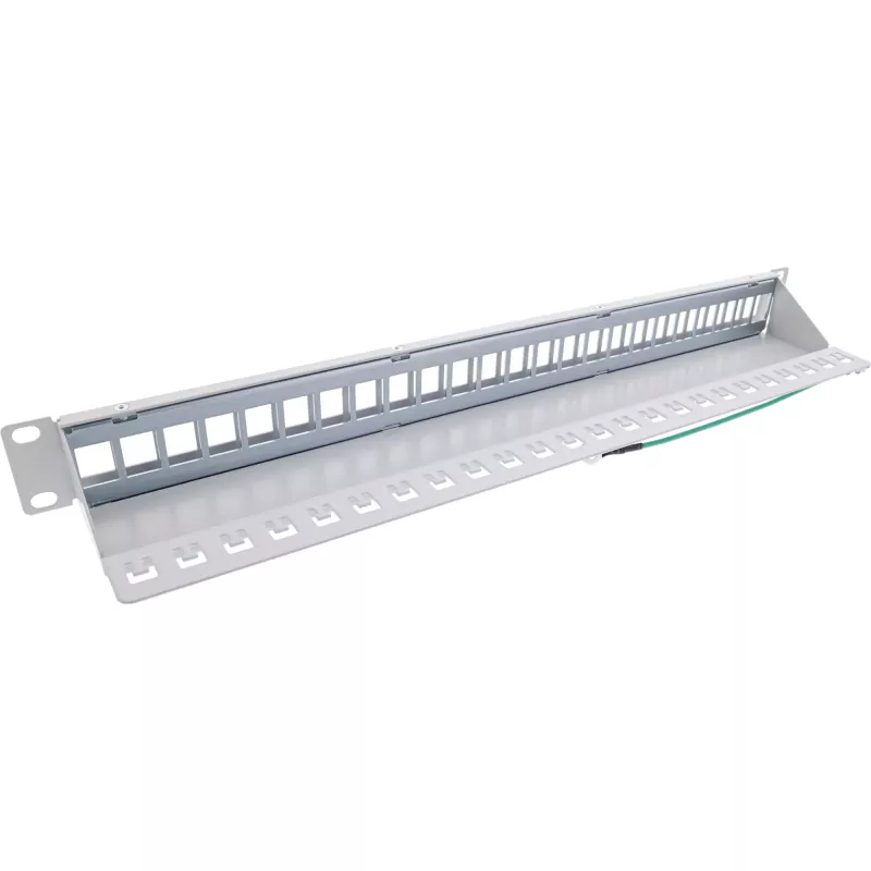 InLine panel de parcheo vacío 19 pulgadas 24 puertos 1U gris claro montaje en rack