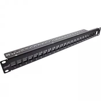 InLine panel de parcheo vacío 19 pulgadas 24 puertos 1U negro