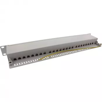 InLine panel de parcheo 19 pulgadas Cat.6A 24 puertos 1U gris claro RAL7035