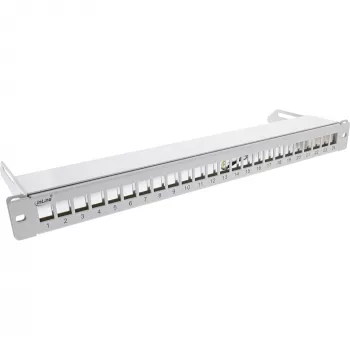 InLine panel de parcheo vacío con extracción 19 pulgadas 24 puertos 1U gris claro