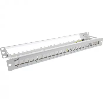 InLine panel de parcheo vacío con extracción 19 pulgadas 24 puertos 1U gris claro