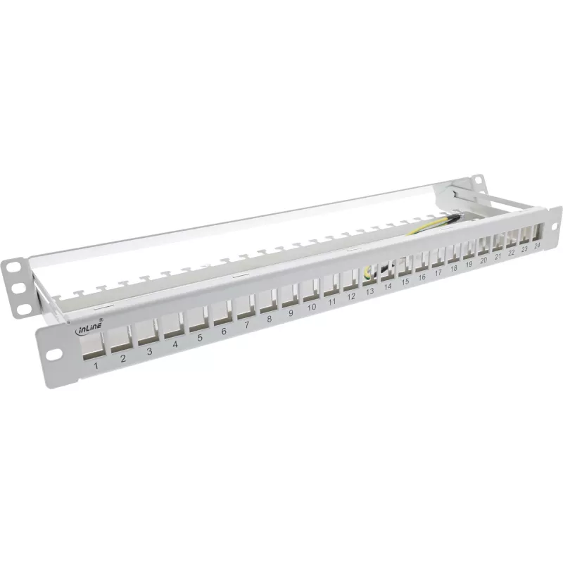 InLine panel de parcheo vacío con extracción 19 pulgadas 24 puertos 1U gris claro