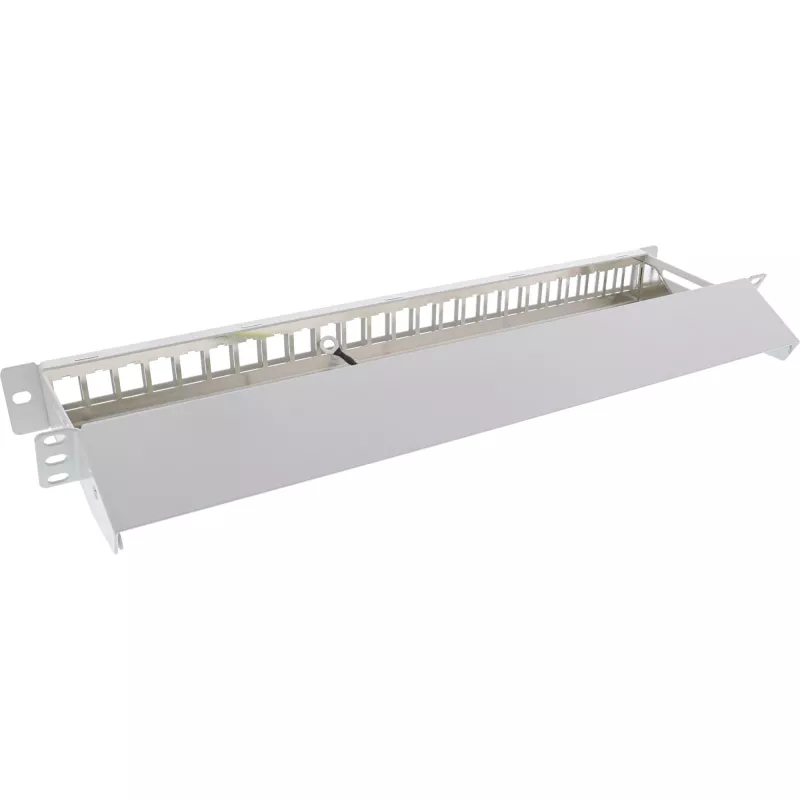 InLine panel de parcheo vacío con extracción 19 pulgadas 24 puertos 1U gris claro