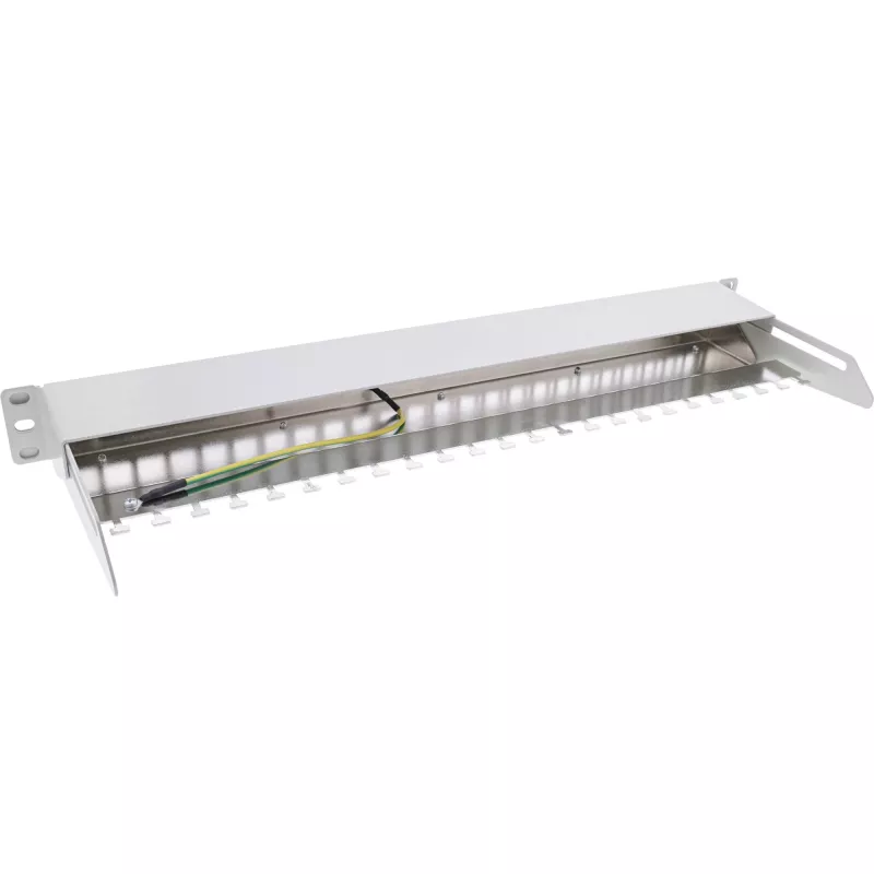 InLine panel de parcheo vacío con extracción 19 pulgadas 24 puertos 1U gris claro