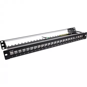 InLine panel de parcheo vacío extraíble 19 pulgadas 24 puertos 1U negro