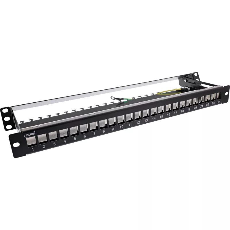 InLine panel de parcheo vacío extraíble 19 pulgadas 24 puertos 1U negro
