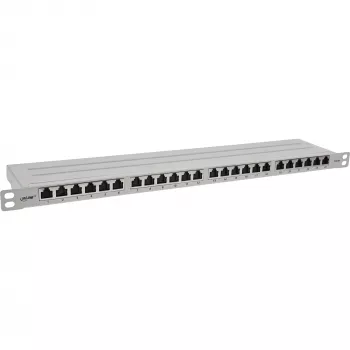 InLine panel de parcheo 19 pulgadas Cat.6A 0,5U 24 puertos, con protección antipolvo, gris