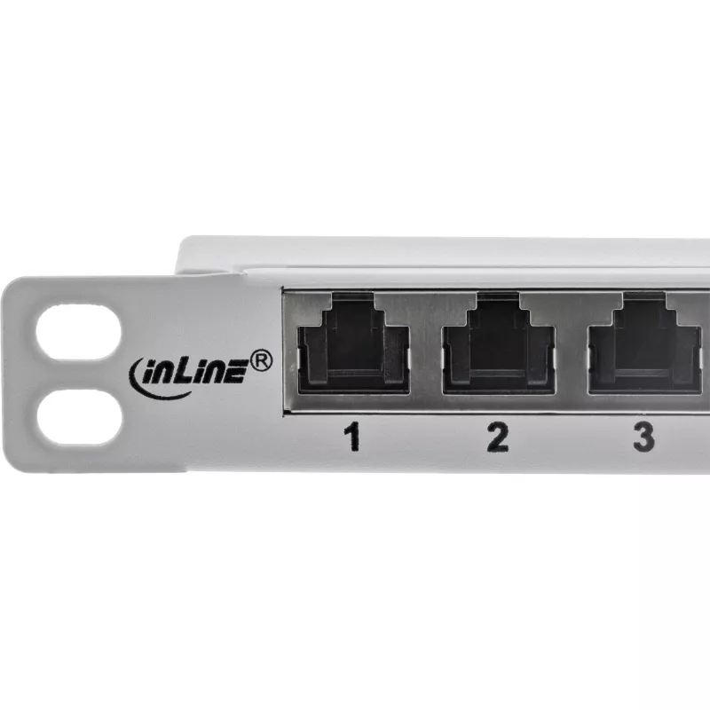 InLine panel de parcheo 19 pulgadas Cat.6A 0,5U 24 puertos, con protección antipolvo, gris