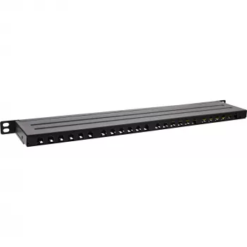 InLine panel de parcheo 19 pulgadas Cat.6A 0,5U 24 puertos, con protección antipolvo, negro