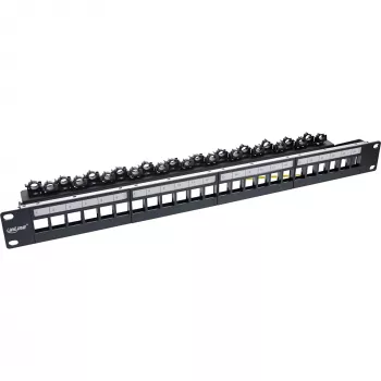 InLine panel de parcheo de 24 posiciones, panel vacío keystone, 19 pulgadas, 1U, negro