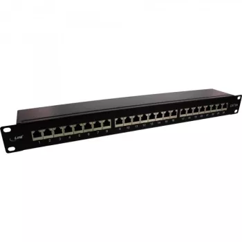 InLine panel de parcheo 19 pulgadas Cat.6A 24 puertos 1U negro RAL 9005