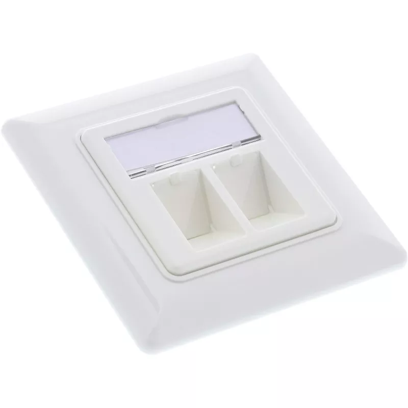 InLine toma empotrable Cat.6A 2x RJ45 blanca RAL9010