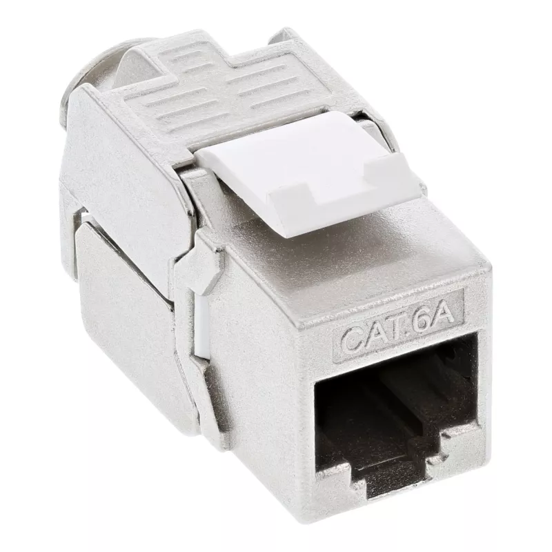 InLine toma empotrable Cat.6A 2x RJ45 blanca RAL9010