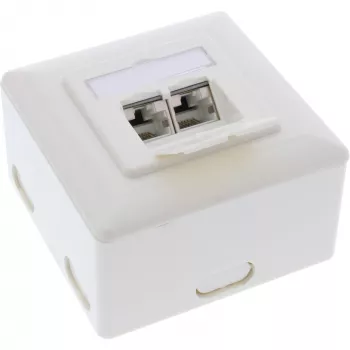 InLine toma de conexión de pared Cat.6A de superficie o empotrable 2x conector hembra RJ45 76842S