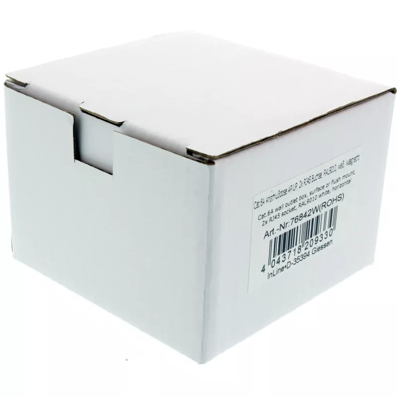 InLine toma empotrable Cat.6A de superficie 2x conector hembra RJ45 RAL9010 blanca
