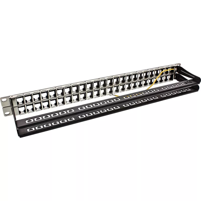 InLine panel de parcheo keystone RJ45 vacío 19 pulgadas, 48 puertos, 1U, negro