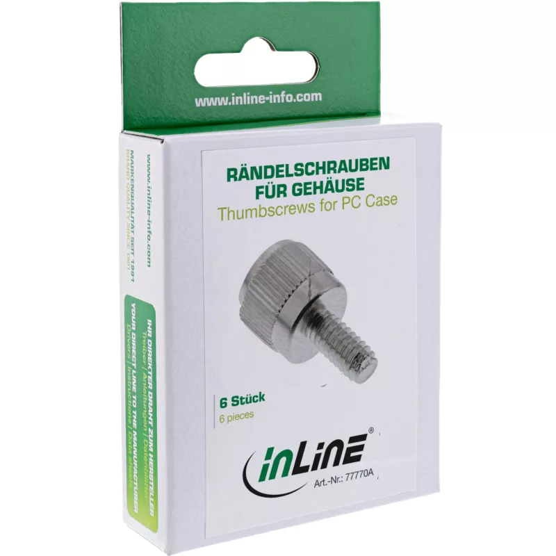Tornillos moleteados para carcasa InLine 77770A plateado pack de 6