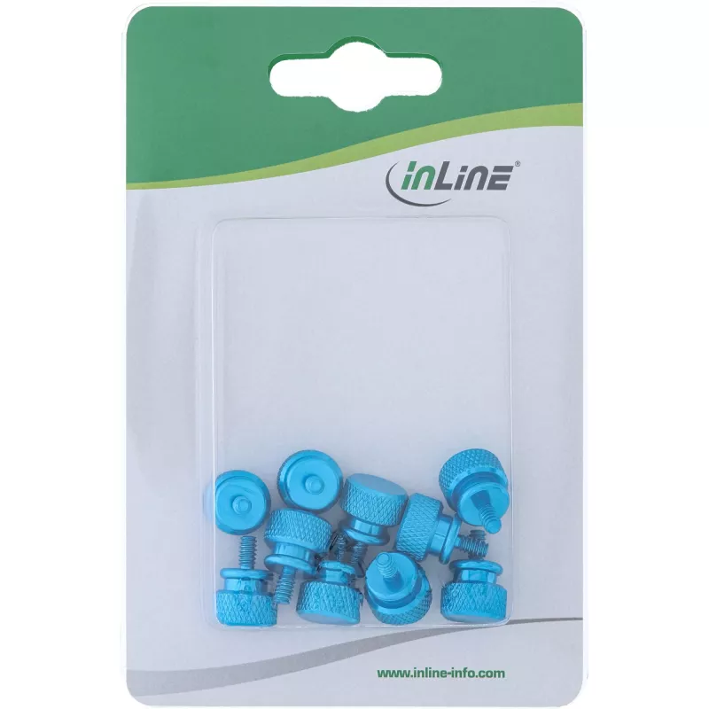 Tornillos moleteados para carcasa InLine 77770B azul aluminio 10 uds.