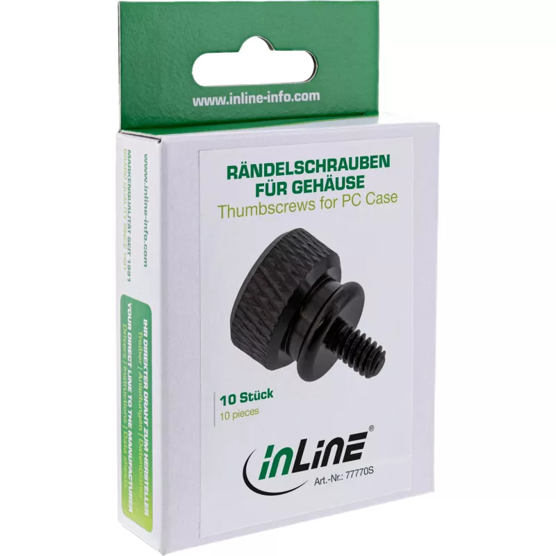 InLine tornillos moleteados para carcasa, aluminio, negro, 10 uds.