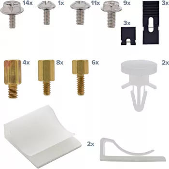 InLine set de tornillos con jumpers, clips adhesivos, separadores, clips para cables, 63 uds., InLine 77778