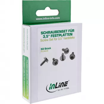 InLine set de tornillos para discos duros de 3,5 pulgadas, versión larga 8 mm, 50 uds., InLine 77783L