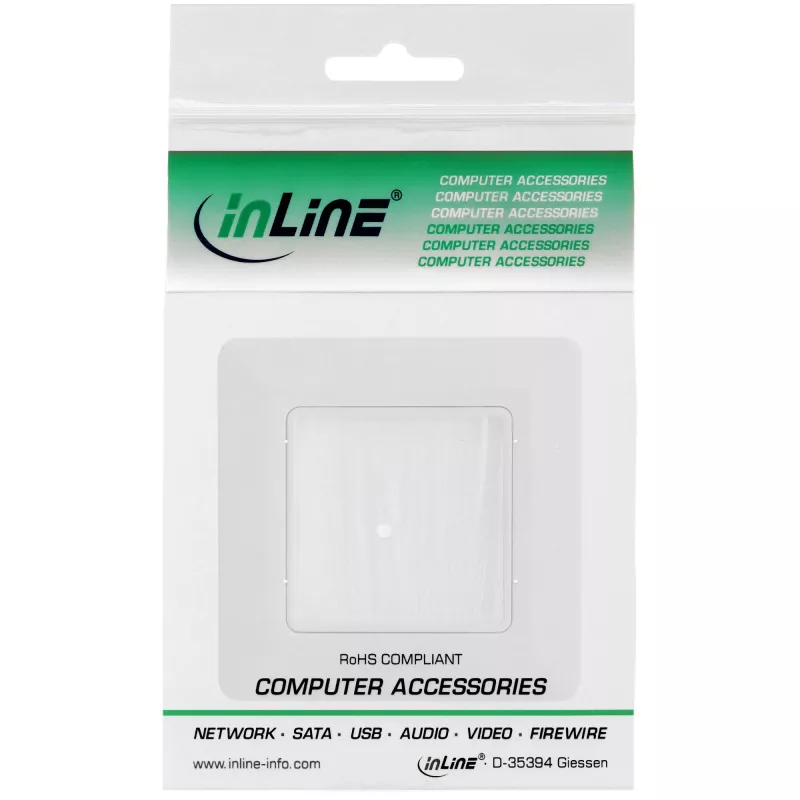 Marco de pared con pasacables de cepillo InLine 78501 para TV, plástico, blanco RAL9010, 80×80 mm