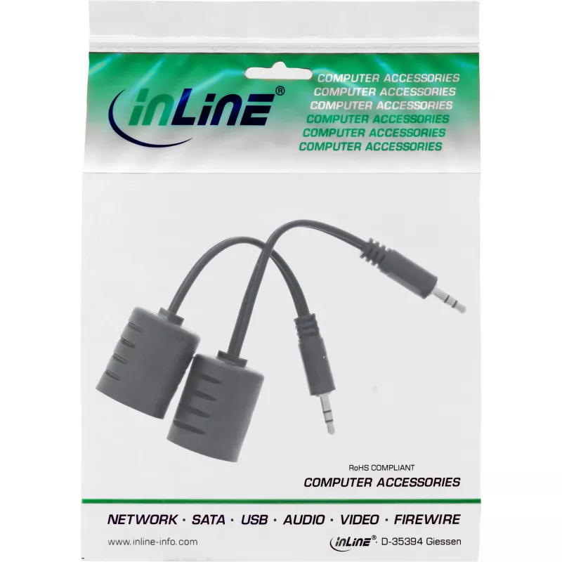 InLine Set completo de cable de audio de 3,5 mm sobre LAN / Ethernet / RJ45 máx. 50 m
