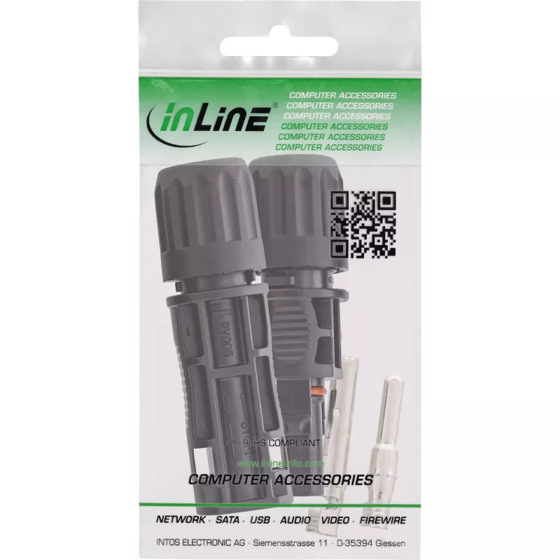 InLine 94001 Conector de cables Standard4/MC4/PV4 negro conector macho/hembra